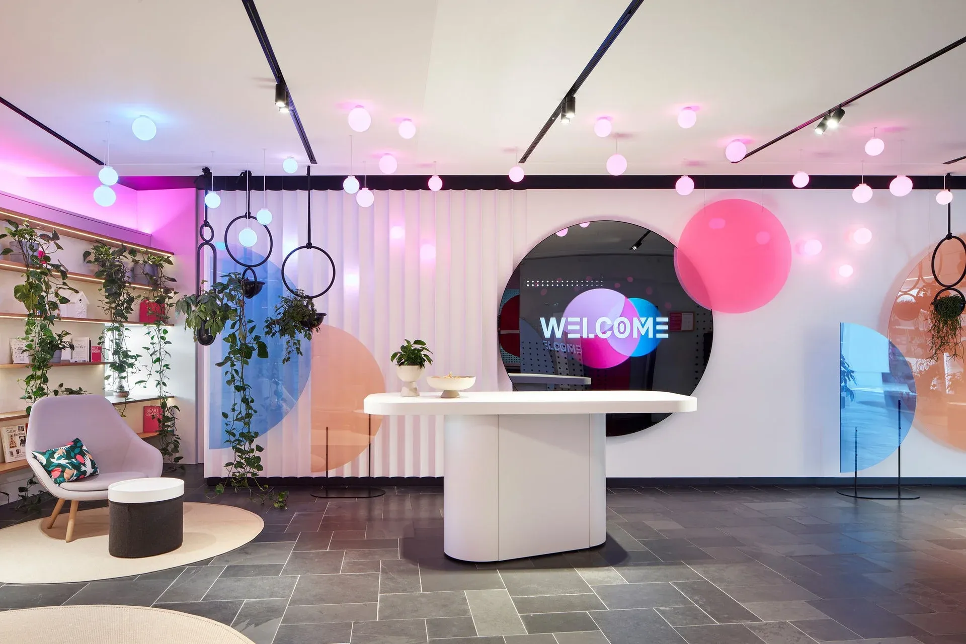 The welcome area of Deutsche Telekom’s T Gallery in Bonn.